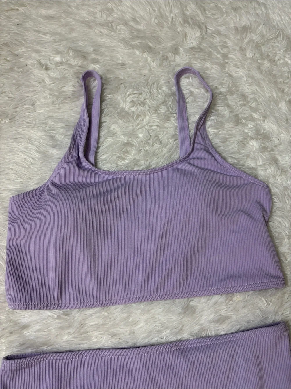 NWOT Light Purple Ribbed 2 Piece Swim Set Youth Teen Size 13Y